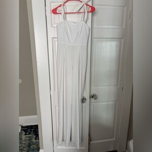 Theia White Strappy Jumpsuit